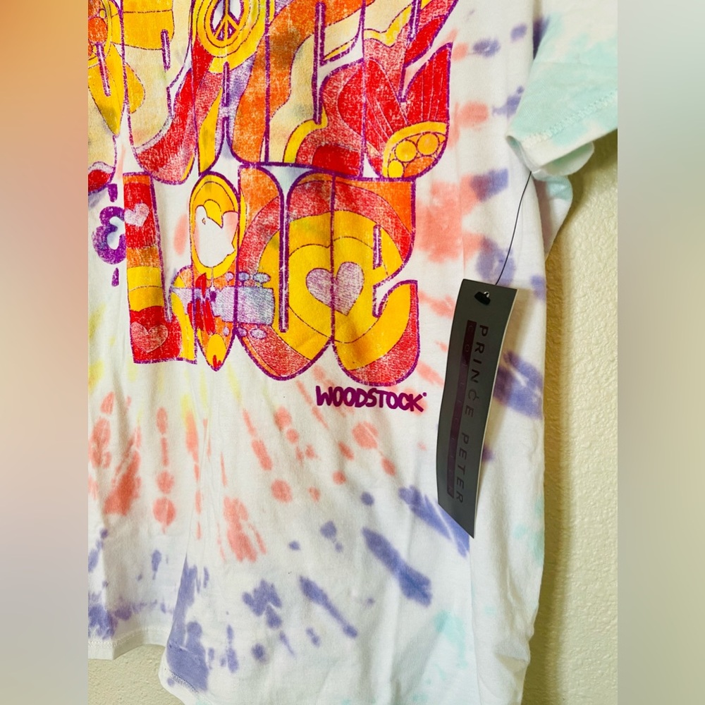 Prince Peter Collection x Woodstock Peace & Love Tie Dye Graphic Tee NWT - Picture 5 of 11